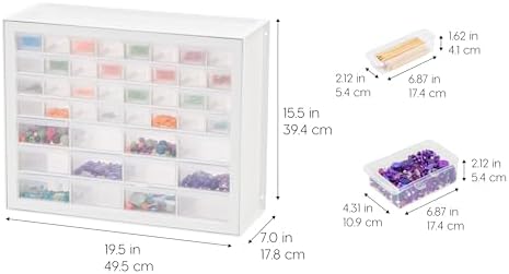 iris usa 44-drawer small parts storage cabinet, crafts, close-up detail