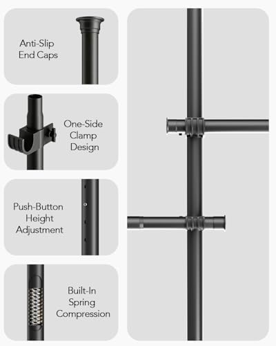 floor to ceiling clothes rack, heavy-duty telescopic garment on a desk or shelf