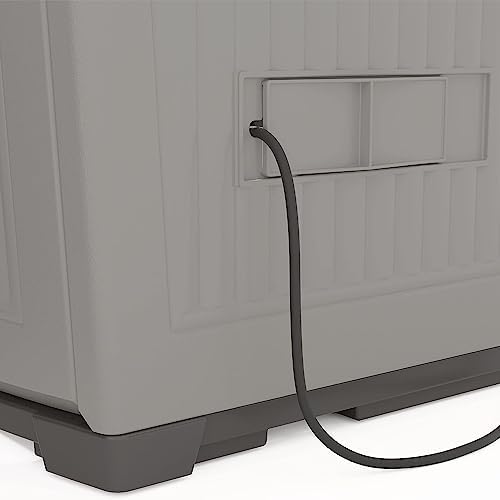 suncast xl outdoor storage cabinet, 130 gal, lockable showing dimensions