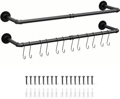 oropy 38.4" industrial pipe clothes rack wall mounted, view 9