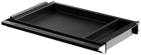 under desk mounted sliding drawer to pull out, close-up detail