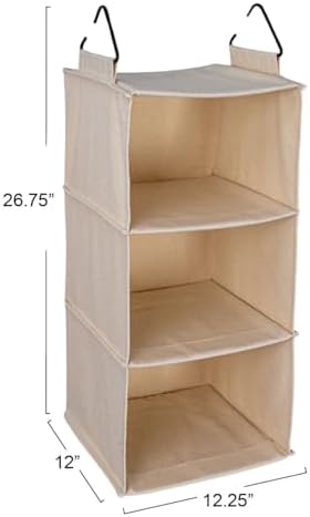 household essentials cedarline 3-shelf hanging closet organizer, heavy-duty, close-up detail