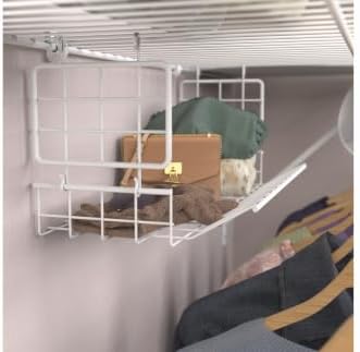 closetmaid hideaway hanging wire shelf for closets, pantries on a desk or shelf