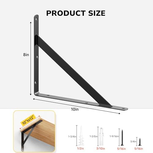 10 inch heavy duty shelf bracket, wall shelf shown in use