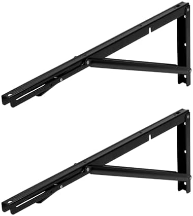 qwork 24" heavy duty folding shelf brackets for, front angle view