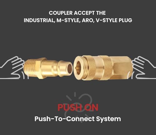 brass 1/4 inch npt high flow air coupler, side view