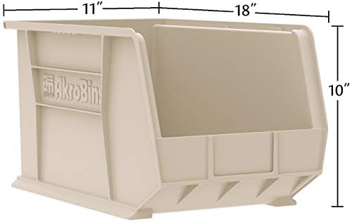 akro-mils 30260 akrobins plastic storage bins, 18"x11"x10", black, close-up detail