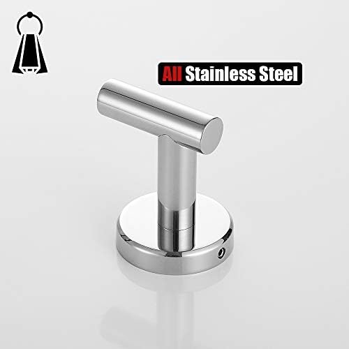 jqk chrome bathroom towel hook, 304 stainless steel, front angle view