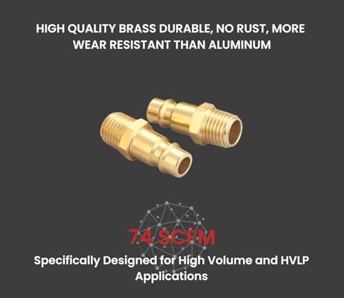 brass 1/4 inch npt high flow air coupler showing dimensions
