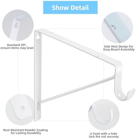 closet rod bracket, 10.8x10.8inch closet shelf brackets heavy showing dimensions