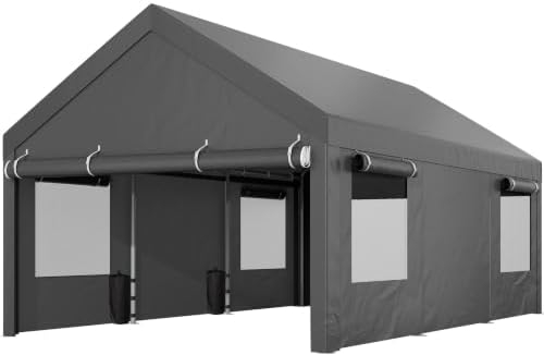 shintenchi 12x20 ft heavy-duty design carport,portable garage canopy,carport shown in use