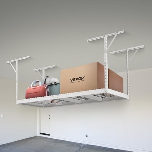 vevor overhead garage storage rack, 3x8 ceiling racks, front angle view