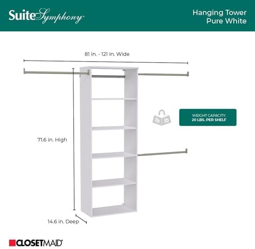 closetmaid suitesymphony hanging closet kit includes (1) tower on a desk or shelf