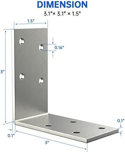 3"x3" l brackets heavy duty 12-ga, galvanized angle on a desk or shelf