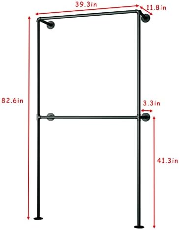 industrial pipe clothing rack wall mounted garment rack, close-up detail