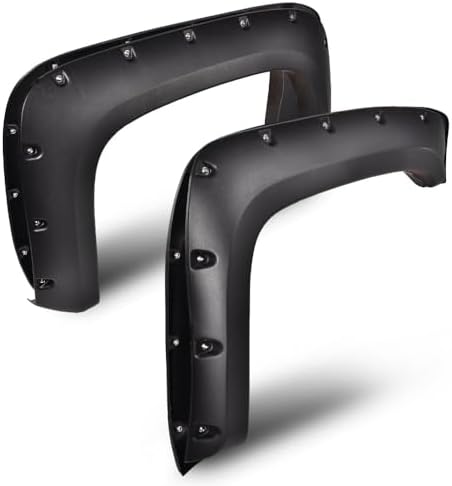 ANDPLAY Pocket Rivet Fender Flares Compatible with Chevy Silverado 1500 2007-2013 Fit Silverado 2500HD 3500HD 2007-2014 Not Fit Gmc Sierra (for Regular Cab/Extended Cab) Textured 78.0"/97.6" Long Bed