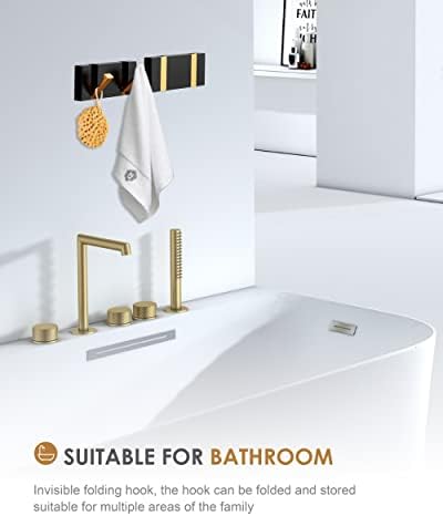 ，waterproof black gold wall hooks，foldable towel hooks for shown in use