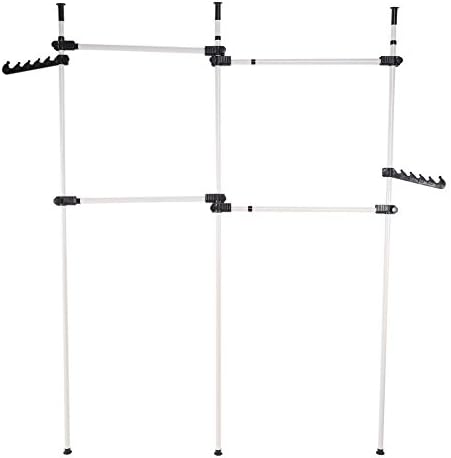 estink tension rod garment rack freestanding adjustable 4-bar, front angle view
