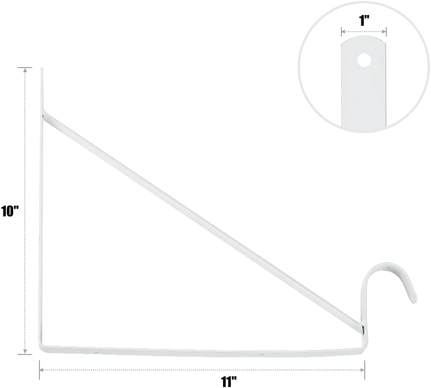 closet rod brackets 10x11in, 10 pack closet shelf showing dimensions