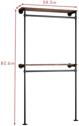 dr.iron industrial pipe clothing racks with 2 tier, side view