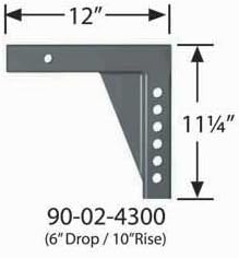 Equal-i-zer 90-02-4300 Specialty Drop Shank 2 Inch Square - 6 Inch drop/10 Inch Rise x 12 Inch Length (XL12)