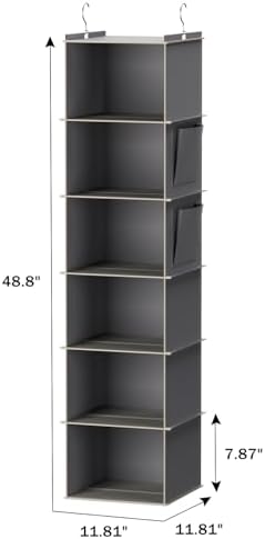 youdenova hanging closet organizer and storage, 6-shelf, 2, close-up detail