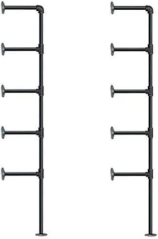(77"tall,14"deep,2pcs) industrial retro wall mount iron pipe shelf,diy, side view
