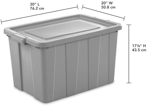 sterilite latching tuff1 tote containers w/lids, 30 gallon shown in use