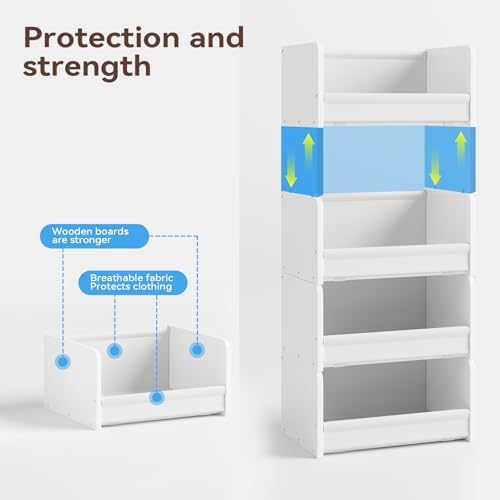 foucssomei closet storage organizer with wood frame & showing dimensions