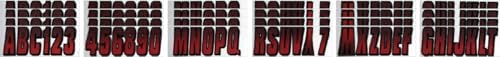 Hardline Products USA Series 300 Factory Matched Boat Registration Numbers - 3 Inch Red & Black Marine Lettering Kit - USCG Compliant, Fuel & Fade Resistant Vinyl Decals for Hulls & PWCs