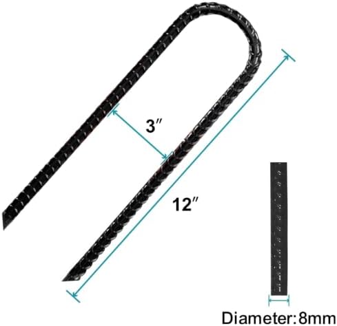 eurmax usa 12-pack u-shape ground stakes,rust-proof galvanized steel showing dimensions