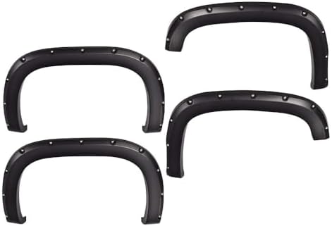 4pcs CNNELL Fender Flares Compatible With 2007-2013 GMC Sierra 1500 All Beds Smooth Black Pocket Rivet Style Paintable Wheel Flares Set