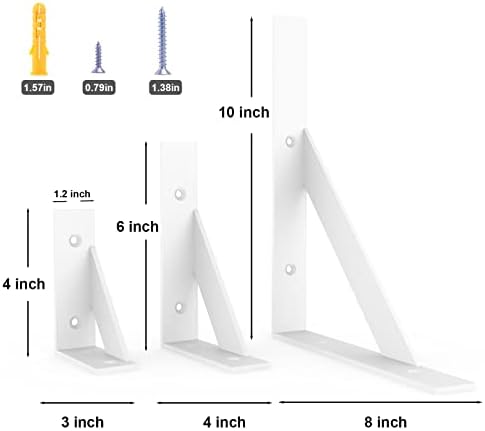 sogal white shelf brackets 8 x 10 inch, side view