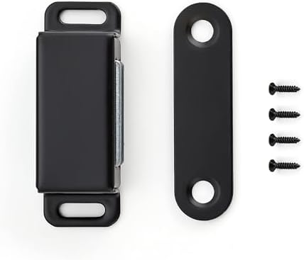 ravinte matte black magnetic door catch, black cabinet on a desk or shelf