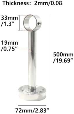 ceiling mount bracket, stainless steel wardrobe pipe bracket, close-up detail