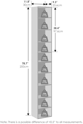 furinno pasir 10-tier closet organizers and storage, open shown in use