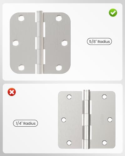 door hinges brushed nickel 36 pack 3.5 inch, front angle view
