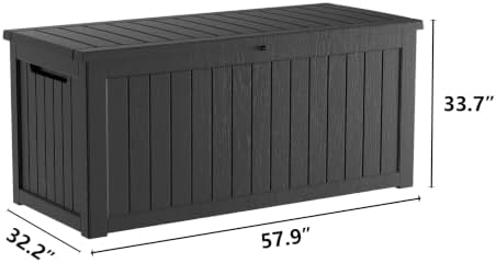outdoor storage box 275gal waterproof resin deck box,pool shown in use