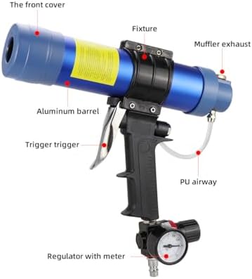 air sealant gun 10 oz/310 ml,pneumatic caulking gun,silicon showing dimensions
