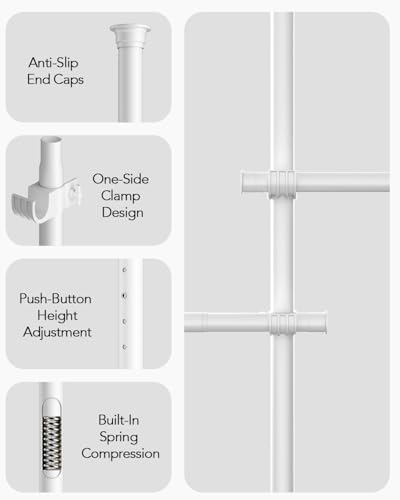 floor to ceiling clothes rack, heavy-duty telescopic garment, side view