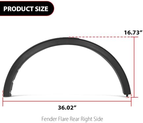 DOTCOM Rear Right Fender Flares Fit Ford Ford Escape 2020-2022 | Fit Ford Escape SE Sport Hybrid 2020,Wheel Opening Arch Trim,Factory Smooth Style,Passenger Side