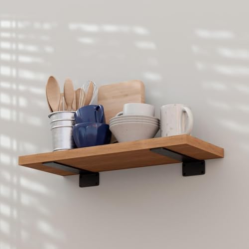 leopo 8 inch 6 pack floating shelf brackets, front angle view