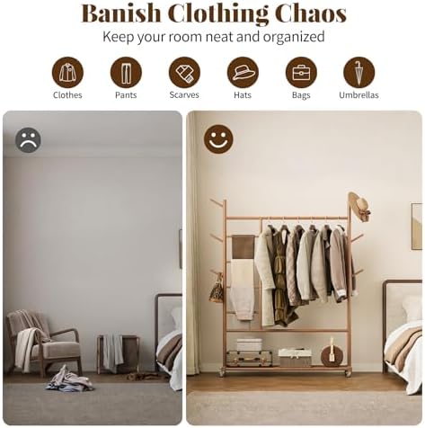 yoobure solid wood clothing rack, 4-in-1 wooden clothes, package contents