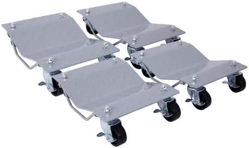 6000lbs Heavy Duty Car Wheel Dollies - 4 Pack Tire Skating Set (Gray + Steel) | Smooth Mobility: 4 universal swivel casters per dolly for 360-degree movement