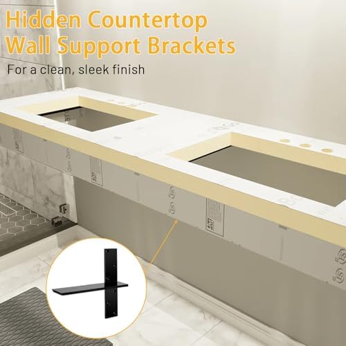 3/8" thick heavy-duty floating shower bench brackets showing dimensions