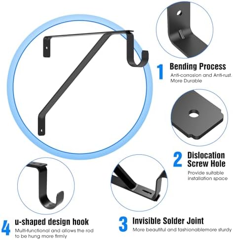 pisman heavy duty adjustable closet rod bracket 4-pack, close-up detail