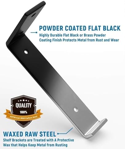 leopo 10 inch shelf brackets 6-pack, 1/5" thick showing dimensions
