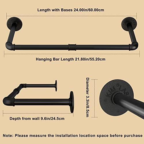 wall mounted clothes rack 24in, industrial pipe wall, package contents