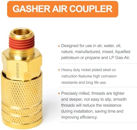 gasher 12pcs 1/4-inch brass male industrial coupler,1/4 inch, package contents