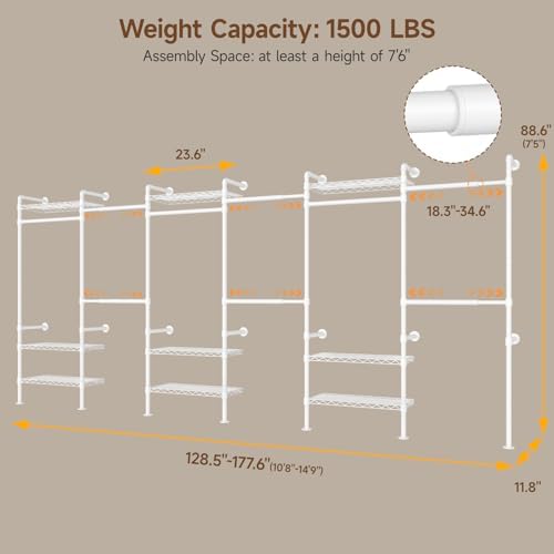 h6 wall mounted closet system, industrial pipe clothes shown in use